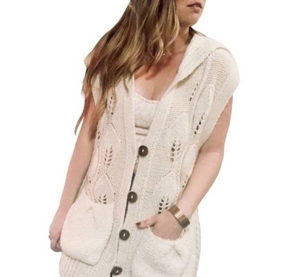 Anthropologie Far Away From Close Hooded Sweater Vest Size Large